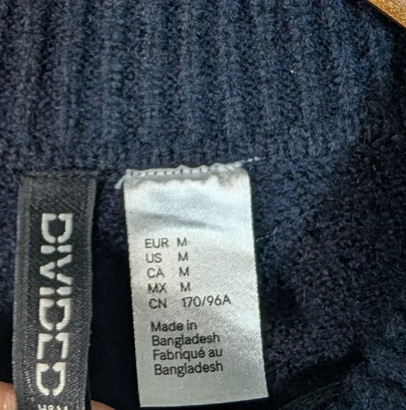 H&M Divided Knitwear Dark Navy Blue Collar Short Sleeve Cardigan Sweater - Picture 3 of 6